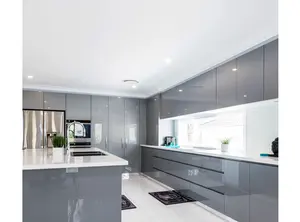 Modern Grey High Gloss Acrylic Kitchen Furniture Set Black Kitchen Designs Modular Kitchen Cabinet