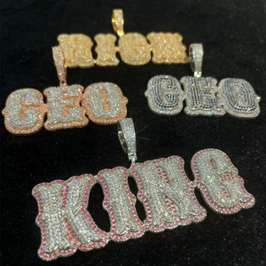 Colliers Hip Hop en Zircon cubique pour hommes et femmes, bijoux, pendentif en forme de cœur, couleur or, <span class=keywords><strong>personnalisé</strong></span>, avec nom et deux tons sur mesure - Product Image 2