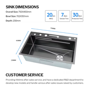 Évier de cuisine intelligent en acier inoxydable avec affichage numérique, fait main, simple/double, à encastrer, moderne, garantie 5 ans, robinet cascade