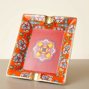 Posacenere per Sigari <span class=keywords><strong>in</strong></span> Ceramica LEXI Personalizzato, Rettangolare, Colore Oro, Smaltato, Lussuoso, con Motivo Decorativo e Logo Personalizzabile - Product Image 1