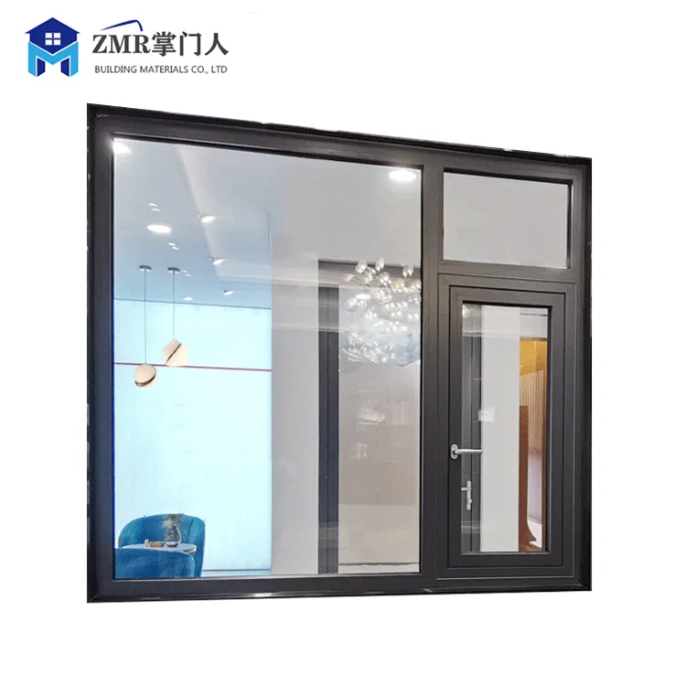 Fenêtre extérieure noire en aluminium personnalisé, fenêtres en aluminium, ZMR