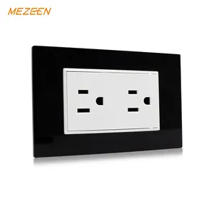 Newest design wall South American socket 3pin 250V electric power glass panel us socket