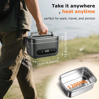 Boîte à lunch chauffante intelligente portable en acier inoxydable de 1,2 L, batterie électrique de 12000 mAh, écologique, pour la maison, l'extérieur et la voiture