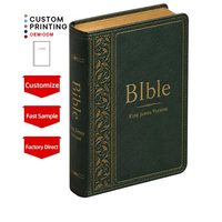 Bible personnalisée de luxe en cuir PU noir, couverture rigide, service d'impression, vente en gros OEM, pour églises