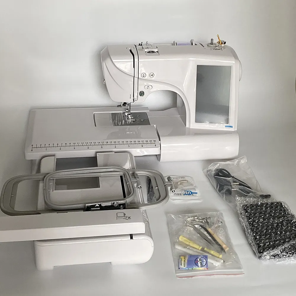 Touch computerized screen home use sewing embroidery machine