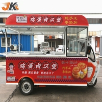 Camion de restauration rapide multifonctionnel commercial à 3 roues en acier inoxydable pour la vente de snacks, de boissons et de pizzas, crêpes, 1500W