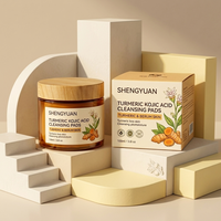 Lingettes nettoyantes 2-en-1 démaquillantes et exfoliantes douces au curcuma fermenté, aux acides aminés et à l'acide kojique, marque privée