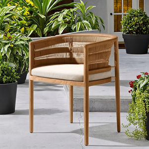 أثاث تقليدي للفناء يتحمل جميع الأجواء نسيج راتان خشب الساج الصلب كرسي تناول طعام خارجي - Product Image 3
