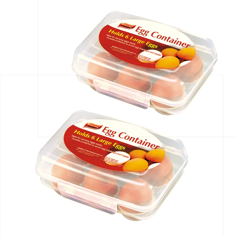 Bpa-vrij Plastic Ei Houder Opbergdoos Voor Zes Eieren Koelkast Opslag Container/6 Ei Lade, Clear