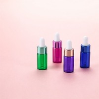 Flacon compte-gouttes en verre avec bouchon coloré, mini flacon vide pour emballage de sérum cosmétique, vente en gros, fournisseur OEM ODM