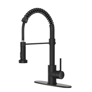 Kitchen Faucet With Drop-Down Sprayer Spring Single Hole Stainless Steel Matte Black Kitchen Faucet Mixers Taps