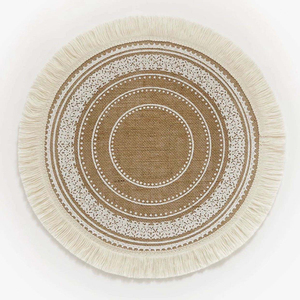 Mantel Individual de Algodón con Estampado de Hierba, Tapete Bohemio Tejido, Duradero, 60x60cm, Marrón, para Bodas y Recepciones - Product Image 2