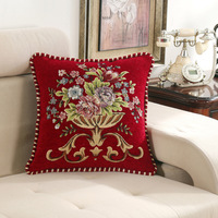 Chenille tissu Jacquard housse de coussin Vintage européen grand luxe carré taie d'oreiller de sol