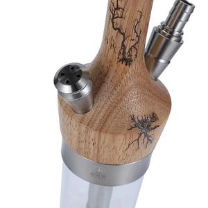 Chicha en bois élégante avec un design éclair, ensemble en bois et verre, luxe haut de gamme, chicha d'intérieur, salon, bar, restaurant, fumer du shisha - Product Image 5