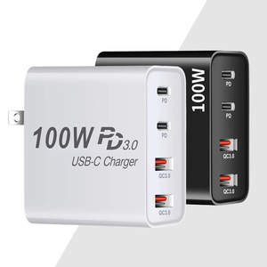 สถานีชาร์จ GaN 4พอร์ต100วัตต์บล็อกชาร์จ USB C อย่างรวดเร็วสำหรับ <span class=keywords><strong>iPhone</strong></span> 14/13/12 <span class=keywords><strong>Pro</strong></span> <span class=keywords><strong>Max</strong></span>, Samsung, MacBook <span class=keywords><strong>Pro</strong></span>/air,iPad,แล็ปท็อป - Product Image 1