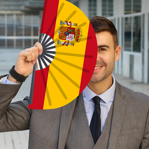 Abanicos Plegables de Bambú con la Bandera de España al por Mayor, Abanico de Mano para Carnaval, Boda, Festival, Fiesta, <span class=keywords><strong>Agencia</strong></span> de <span class=keywords><strong>Viajes</strong></span> - Product Image 2