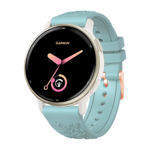 Bracelet en silicone souple gravé de fleurs pour femmes, tendance, pour <span class=keywords><strong>Garmin</strong></span> <span class=keywords><strong>Vivo</strong></span> Active 5 - Product Image 6