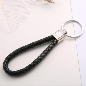 Braided Leather Keyring Elegant PU Car Accessory Bag Pendant Zinc Alloy Fob Hanging <b>Ornament</b> for Hang Car Keys Men or Women - Product Image 2