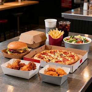 Caja de Papel para Alimentos con Diseño Personalizado Resistente a la Grasa para <span class=keywords><strong>Hamburguesas</strong></span>, Papas Fritas, Pollo, Pizza, Ensalada, Entrega <span class=keywords><strong>Mundial</strong></span> - Product Image 2