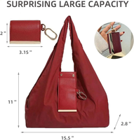 Sac à bandoulière pliable en nylon recyclé, grande capacité, sac de shopping réutilisable, sac d'épicerie