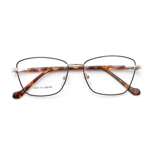 Vente en gros de montures de lunettes en métal optique design œil de chat pour femmes montures de lunettes sur ordonnance pneu médical