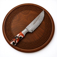 Couteau de chasse artisanal en acier Damas avec manche en bois et étui en cuir personnalisable pour usage extérieur, options OEM et DIY