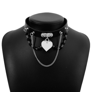 Nuevo Collar de Cuero Estilo Harajuku Hip Hop Punk Negro para Mujer con Cuentas Negras, Corazón, Estrella <span class=keywords><strong>y</strong></span> Colgante de Amor - Product Image 5