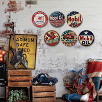 Letrero Metálico Vintage de Gasolinera, Decoración Retro para Pared de Garaje