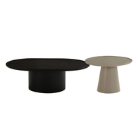 Mobilier de maison moderne Ensemble de 2 tables basses en bois massif personnalisées Meubles de salon de forme ovale pour la décoration de la maison