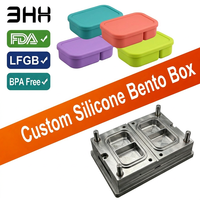 Boîte à bento en silicone personnalisée à 3 compartiments avec couvercle anti-fuite, sans BPA, certifiée FDA LFGB, OEM ODM, récipient à lunch pour enfants et adultes
