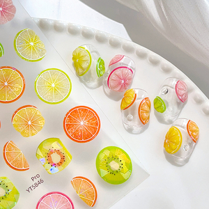 YITU formica diagramma doppio strato fetta di frutta adesivi per <span class=keywords><strong>Nail</strong></span> <span class=keywords><strong>Art</strong></span> estate dolce piccola frutta fresca decorazione adesivi YT5846 - Product Image 2