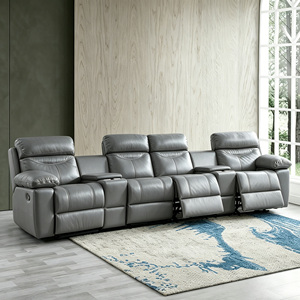 Canapé en cuir inclinable électrique de luxe pour home <span class=keywords><strong>cinéma</strong></span> avec porte-gobelets et console – Mobilier contemporain pour salon d'appartement et <span class=keywords><strong>cinéma</strong></span> - Product Image 4