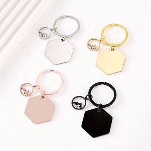 Llavero de Acero Inoxidable Hexagonal con Grabado Láser, Impresión a Color, Material en Blanco, Diseño de Semilla de Mostaza, para DIY - Product Image 4