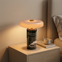 Lampe de table en verre marbré avec abat-jour en forme de dôme, lampe de chevet LED, éclairage décoratif moderne pour salon et chambre à coucher