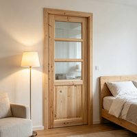 Porte intérieure en bois massif de sapin, non toxique, saine, avec vitre, sécurisée, pour maison familiale