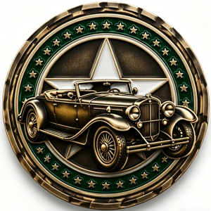 Moneda Coleccionable de Auto Antiguo, Chapada en Oro, Bronce, Circular, Estampada, Arte y Coleccionismo - Product Image 3