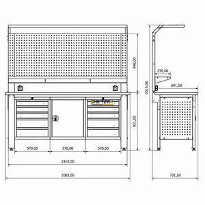 Banc de travail métallique professionnel de haute qualité et durable, usage industriel, éclairage LED, garantie de 3 ans, facile à utiliser, moteur principal PLC, roulement - Product Image 1
