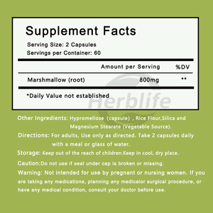 OEM Private Label Eibischwurzel 800mg Pro Portion 120 Vegane Kapseln Traditionelle Verdauungsunterstützung Nahrungsergänzungsmittel - Product Image 2