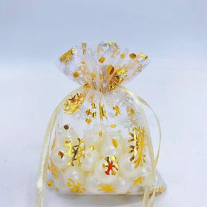 Fournisseur d'usine, vente en gros, petit sac cadeau de Noël en organza transparent avec cordon de serrage, pochette cadeau - Product Image 4