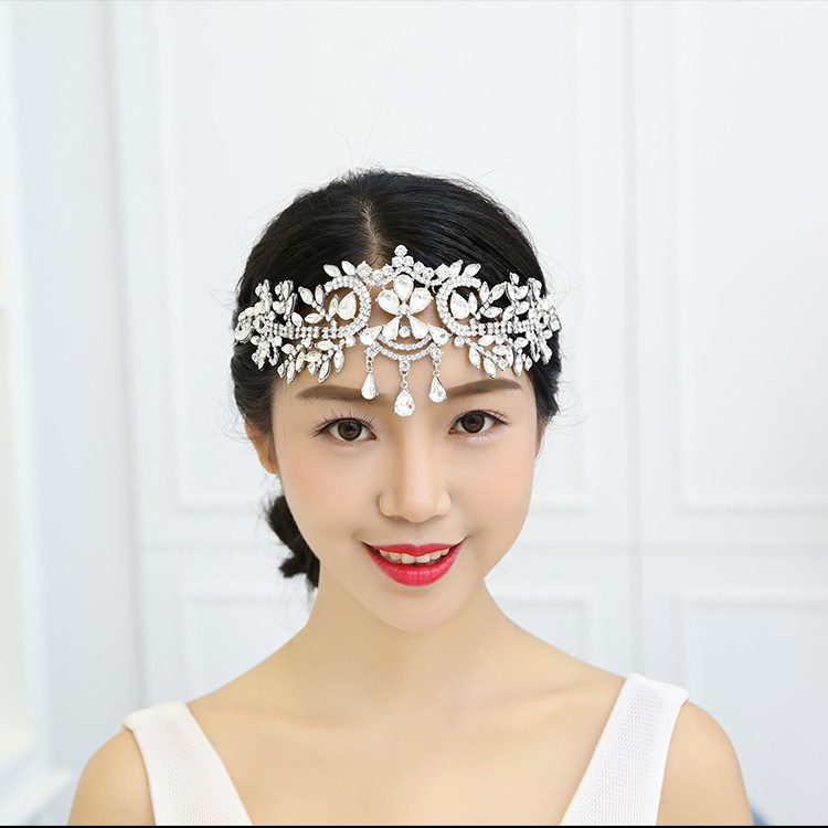 Luxury Crystal Hair Chain Headpiece Women Wedding Rhinestone Bridal Forehead Head Chains Forehead Jewelry
