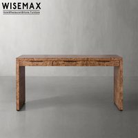 WISEMAX FURNITURE Coiffeuse console en bois massif plaqué style minimaliste avec tiroir Bureau à domicile Ensemble de bureau pour chambre à coucher