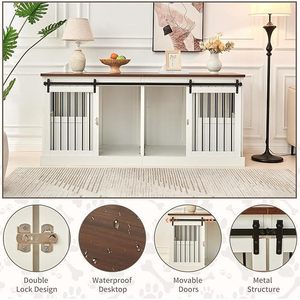 Cage pour grand chien, mobilier de niche intérieure pour chien de 71 pouces avec plateau, XXL robuste, séparateur amovible et porte coulissante. - Product Image 2