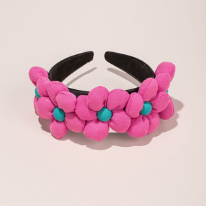 Rode Bloem Hoofdband Voor Vrouwen Meisjes Mode Hoofddeksel Boho Brede Hoofdband Voor Dames Haarfeest Geschenken Vakantie Haaraccessoires - Product Image 1