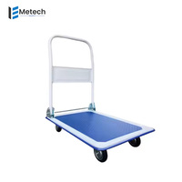 Carrito de Compras Plegable con Asa, Carretilla de Mano Prestar, Carretilla de Plataforma Plana con Base Metálica, Capacidad de 90 lb, Ruedas Plegables de 4 Pulgadas