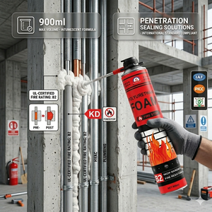 Mousse PU ignifuge expansive pour isolation des conduites, gaines de câbles et ouvertures murales – Matériau de blocage de feu - Product Image 3