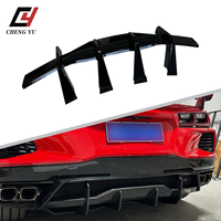 Diffuseur de pare-chocs arrière en ABS de qualité supérieure pour Chevrolet Corvette C8 2020-2025, aspect carbone ABS, noir brillant, kit carrosserie sport amélioré