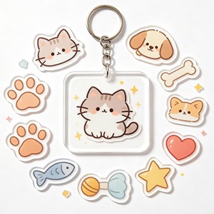 Llaveros Acrílicos Miniatura de Animales, Transparentes y en Capas, Lindos Llaveros de Mascotas para Decoración de Mochilas - Product Image 1