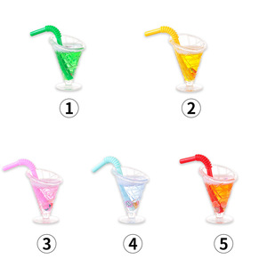 Liquid Keychain <b>Mini</b> Drink Cup With Flexible Straw Cartoon Design Colorful Resin Toy Accessory For <b>Keyring</b> Decor - Product Image 2