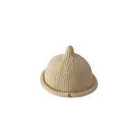 Bonnet en coton tricoté pour bébé, élégant, à bords roulés, avec petite étiquette et motif sucette, pour tout-petits, toutes saisons, coupe-vent, style coréen, tendance