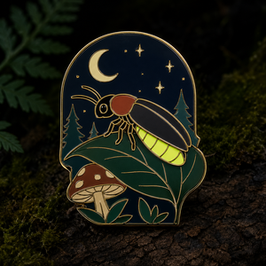 En gros, épingles de revers en émail souple personnalisées, badges lumineux en métal, motifs insectes de la forêt nocturne et vers lumineux, pour la conservation de la nature - Product Image 1